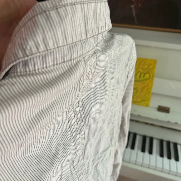 Sandwhich Stylish Boho Pinstripe White Jean Jacket 36 - Picture 14 of 16